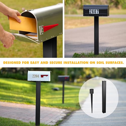 Poste de buzón resistente negro de 43 pulgadas contra balanceos de suelo 8