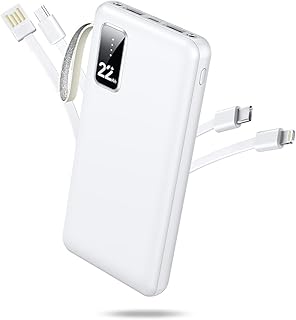 【2025新設計・22800ｍAh大容量】 モバイルバッテリー 軽量 小型 急速充電 スマホ充電器 ケーブルレス 5台同時充電可 LCD液晶残量表示 LEDライト付き タイプc ケーブル内蔵 携帯充電器 Type-C/Lighting出力ポート 持ち運び便利 コンパクト iOS/Android全機種対応 旅行/出張/防災グッズ PSE認証済