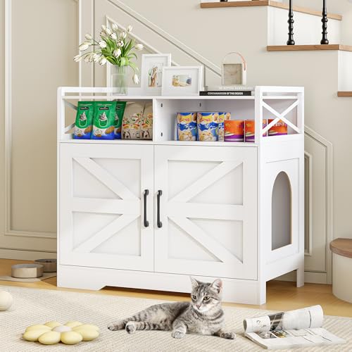 OtterOasis Cat Litter Box Enclosure, Ultra-Large Hidden Litter Box Furniture with Top Opening,...