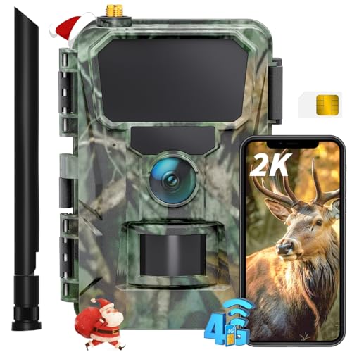 CEYOMUR 4G LTE Camera de Chasse, 2K HD Caméra de Chasse avec SIM Card Vision Nocturne Infrarouge et Activée par Le Mouvement Piege Photographique pour la Surveillance de la Faune