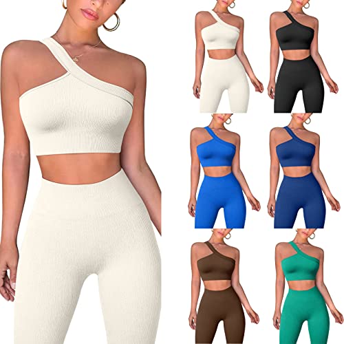 Women 2 Piece Workout Outfits Sports Tops Seamless Leggings Yoga Gym Activewear Tracksuits Set4