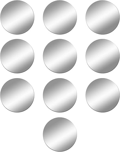 Miniatura 1 de DARENYI Paquete de 10 hojas de espejo redondas de 4 pulgadas, azulejos de espejo autoadhesivos para decoración de paredes, bandejas de espejo