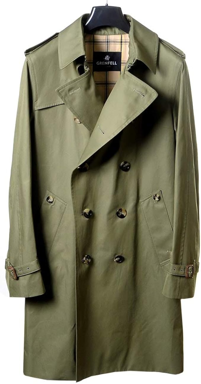 Amazon グレンフェル Grenfell 国内正規品 グレンフェルクロストレンチコート Kensington 2 Olive オリーブ 36 メンズ コート ジャケット 通販