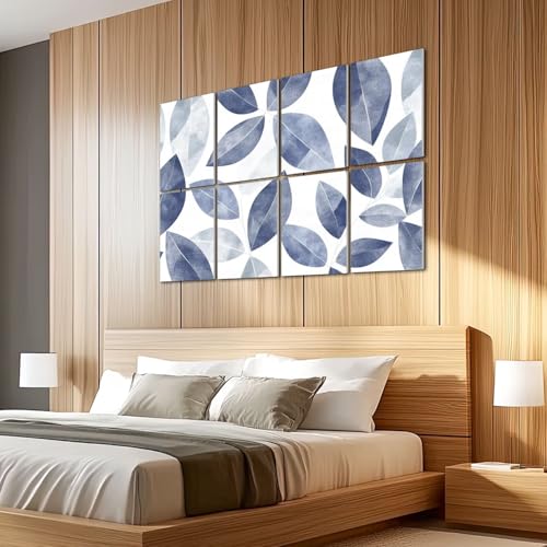 8 Pack Art Acoustic Panels Paneles Acústicos Absorbentes de Sonido Abstractos Azul Gris Moderno Rama de Árbol Simetría Interconectada Paneles Decorativos Autoadhesivos para Estudios de Grabación Oficina 48"x32" miniatura 5