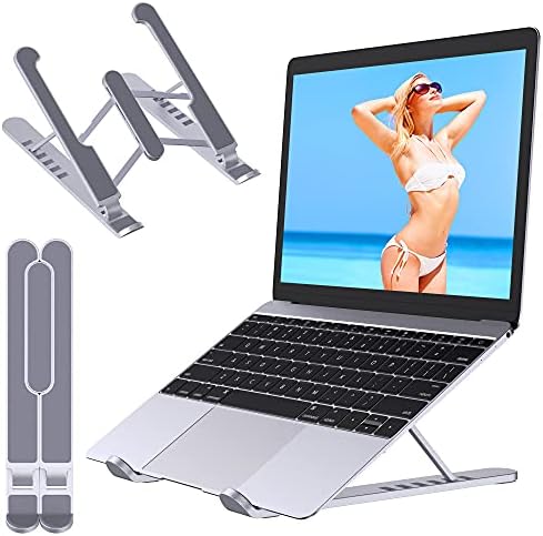 Babacom Laptop Stand, Foldable Portable Ventilated Desktop Laptop Riser, 6-Levels Adjustable Ergonomic Air-Ventilation Notebook Mount, Compatible with MacBook Air, Dell, 10-15.6, ABS+Silicone