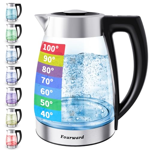 Fourward Wasserkocher – 2.0L 2200Wall Glas Kettle mit...