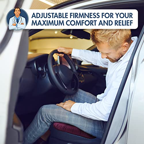 Dr. Frederick’s Original Donut Pillow - 15" Inflatable Donut Cushion For Tailbone Pain Relief - Seat Cushion For Hemorrhoids, Bed Sores, Prostatitis - Red #TOP3