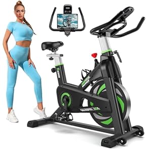 Exercise Bike, Riksion Indoor Cycling Bike/Stationary Bike for Home, Indoor Bike with Silent Belt Drive, Heavy Flywheel and Fully Adjustments for Home Gym Cardio Workout Training