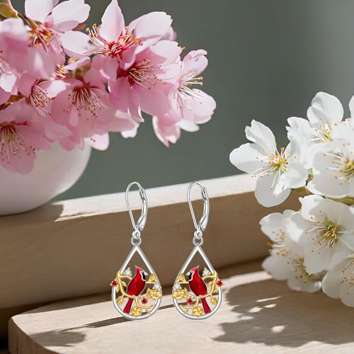 Red Cardinal Gifts Cardinal Earrings for Women Dangle Sterling Silver Bird Memorial Animal Earrings Valentines Day Jewelry4