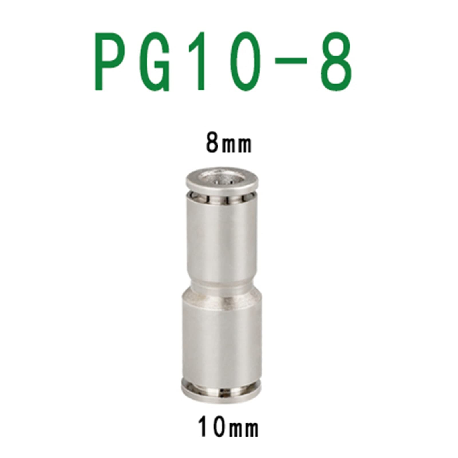 Attacchi rapidi a passaggio rettilineo， 2 pezzi PU PG ottone metallo raccordo rapido pneumatico 4-12 mm applicare tubo compressore aria connettore ad alta pressione(Pg10 8)