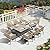 PURPLE LEAF 12' x 14' Outdoor Hardtop Gazebo with 9 Pieces Outdoor Dining Set, Champagne Aluminum Gazebo with Galvanized Steel Double Roof, Curtains and Netting for Patio Lawn and Garden