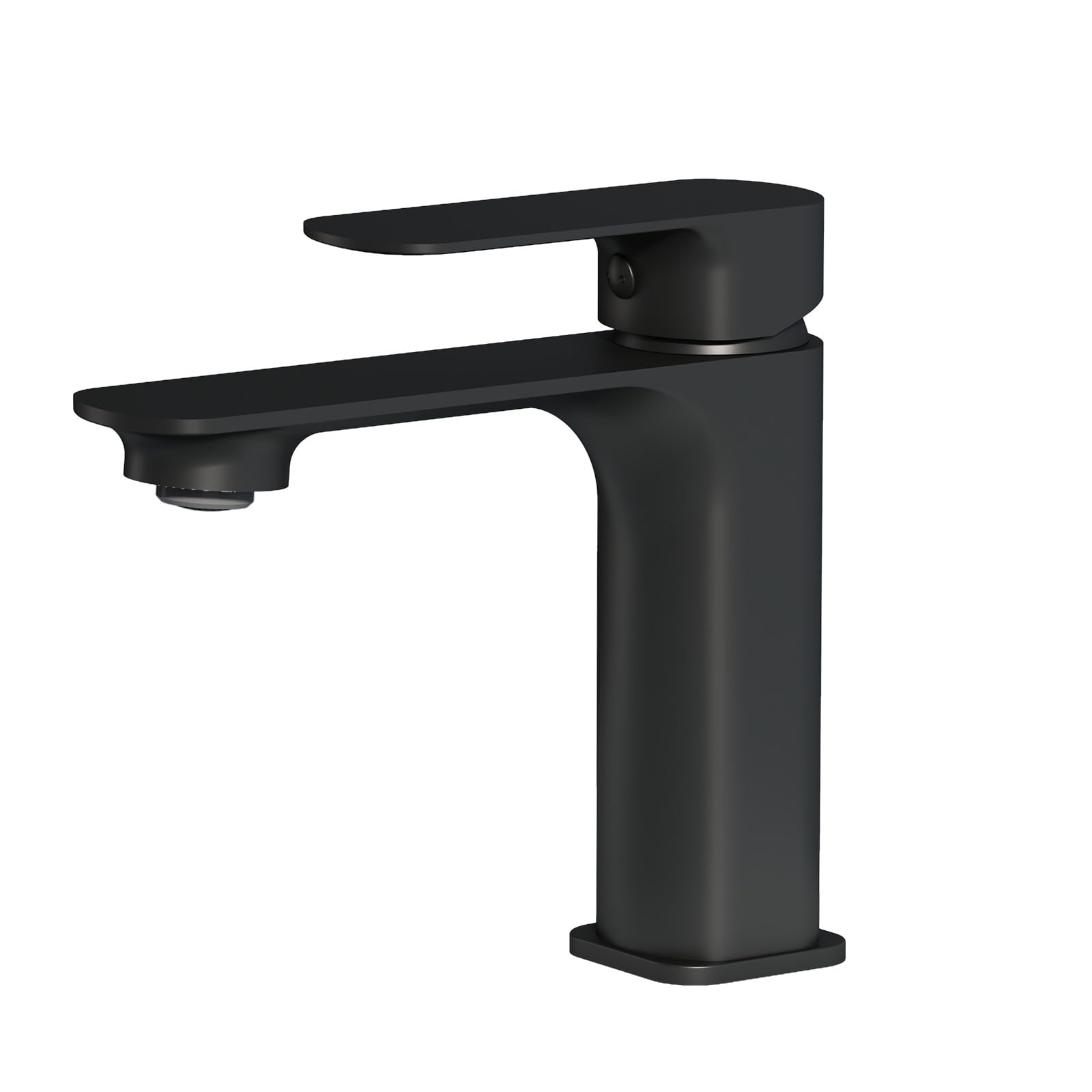 EMKE Grifo de Baño Negro Mate, Mezclador de Latón con Cartucho Cerámico y Aireador, Instalación Fácil, 166x152x45 mm, Grifo de Lavabo Duradero, Ahorro de Agua