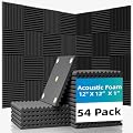 54 Pack Sound Proof Foam Panels |12"×12"×1" Quick-Recovery Soundproof Wall Panels | High Density Sound Dampening Panels for Home Studio |With Adhesive Stickers 270PCS