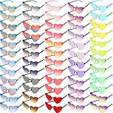 Kanayu 60 Pcs Valentine's Day Heart Shaped Sunglasses Candy Color Rimless Heart Glasses Trendy Transparent Novelty Sunglasses Colorful Sunglasses for Women Party Valentine's Day Gifts