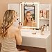 Vinabilia Small Vanity Desk with Mirror and Lights, Makeup Vanity with Storage Drawer, 2 Shelves and 3 Compartments - White