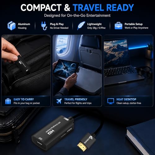 Image of Guermok AR Glasses HDMI to USB-C Display Adapter, 4K@60Hz HDMI Source to USB-C Display Converter, for XREAL One /Air 2 Pro /RayNeo /Rokid, Switch 2 /1, Xbox1, PS4 /5, Portable Monitors (Black)