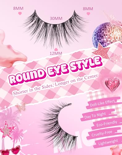 Natural C Curl Wispy Mink Strip Lashes Demi Wispies Pack 7 Pairs