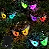 WATERGLIDE Outdoor Halloween Decoration Flashing Spooky Eyes Lights, 5 Pairs Battery Operated Light Up Peeping Eyeball Auto Color Changing, for Yard, Lawn, Graveyard Scenes and Party