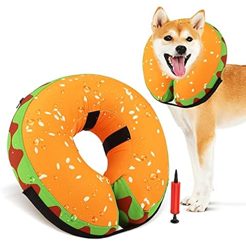 BEBANG Soft Dog Cones, Recovery Collar Protective Inflatable Collar for Pets, Dog Neck Donut Dog Cone Alternative After Surgery, E Collar for Medium Dogs, Adjustable Pet Recovery Cone After Surgery Cover
