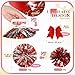 Jexine 8 Pcs Cheerleading Pom Poms with Large Cheerleader Hair Bows Metallic Cheer Metallic Cheer Supplies for Dance Team Spirit Sports Carnival Celebration(Red)