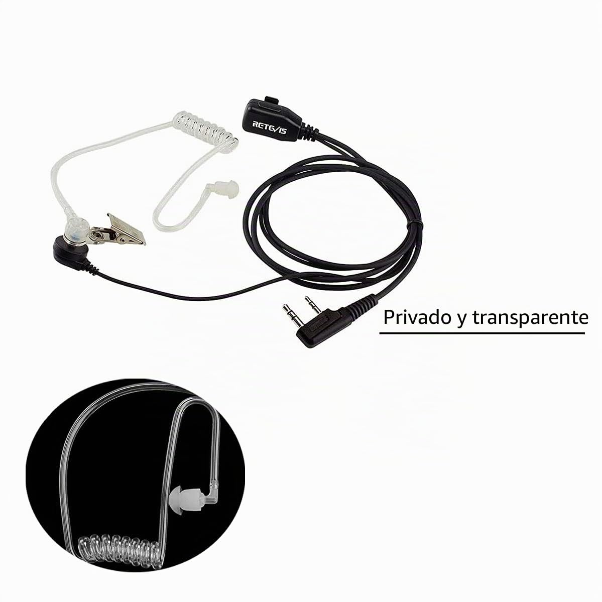Retevis Walkie Talkie Auriculars 2 Pines Pinganillo Transparente Tubo Acústico Compatible con Walkie Talkie RT24 RT622 RT27 RT617 RT618 RT619 Baofeng BF-888S Kenwood (20 Pacs)