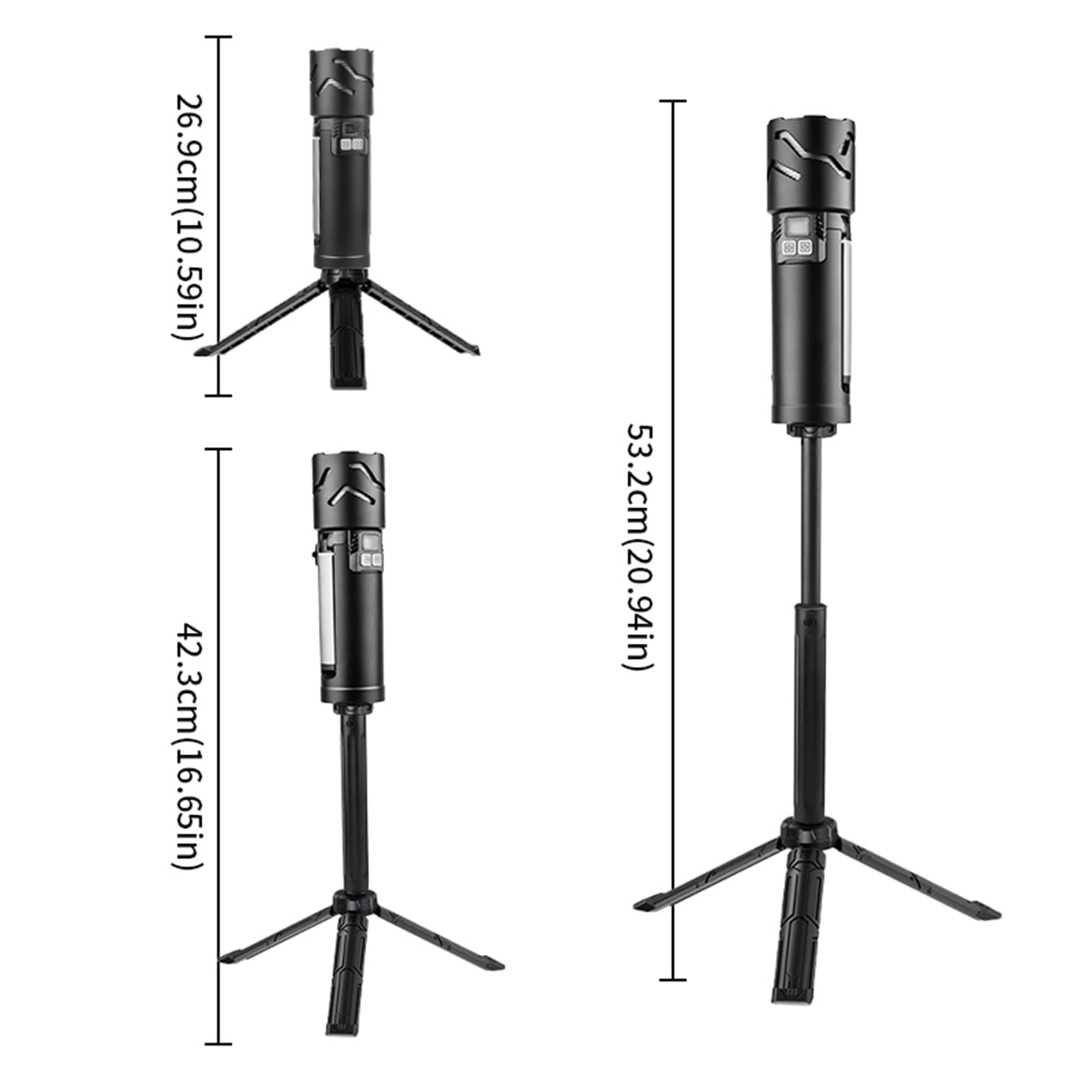 Lixada Luces telescópicas de camping, 5500 mAh Linterna de Camping Recargable Retráctil, Multifunción Emergencia Lampara Ajustable Linternas LED Alta Potencia Para Senderismo Pesca (Negro)