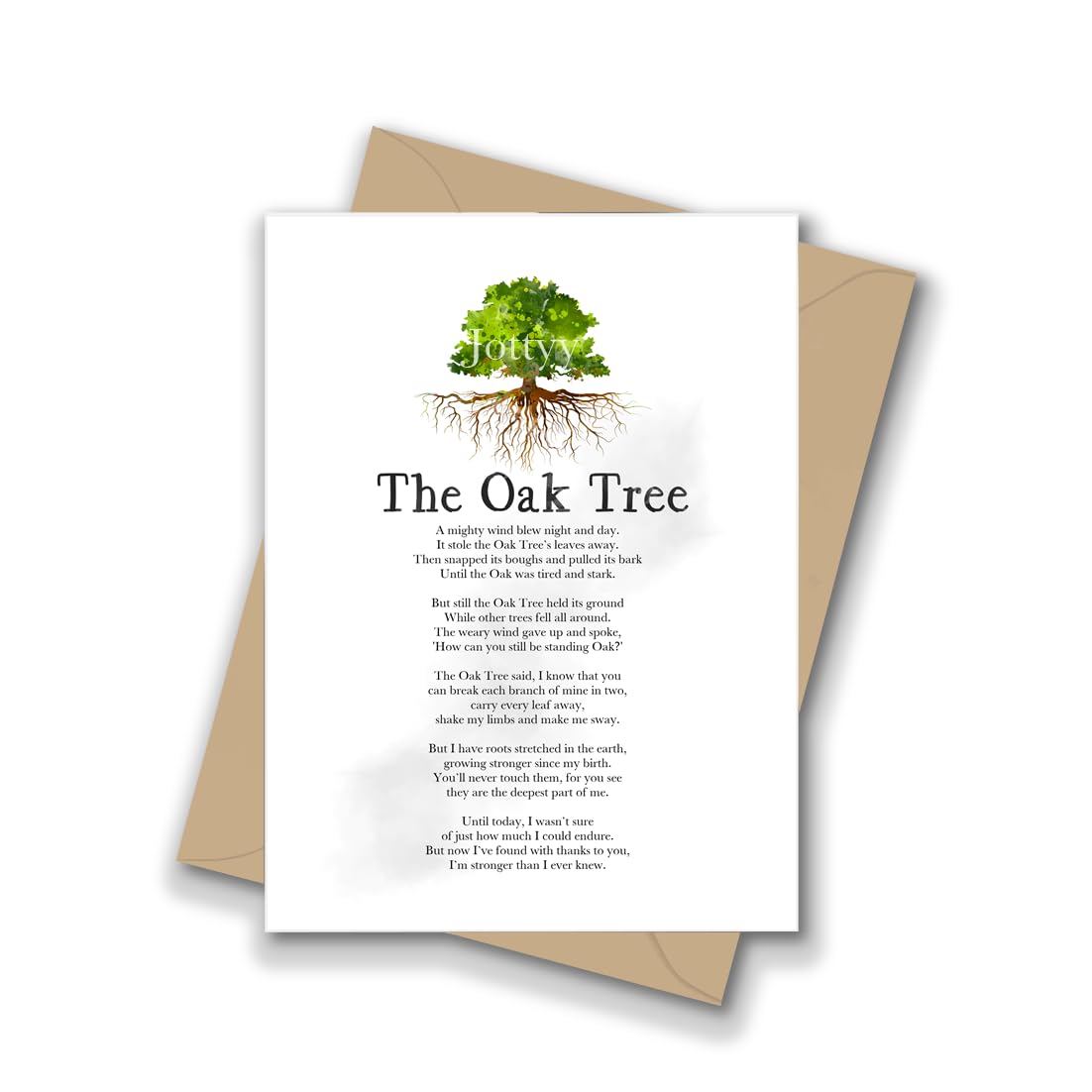 The Oak Tree Poem About Life, A5 Greeting Card, Mighty Oak Tree, Inspirational, Nature, Motivational, Poetry, Gift Idea