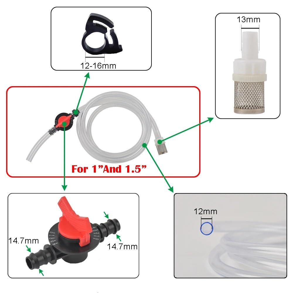 Conjunto de inyector de fertilizante Venturi for riego agrícola, accesorio de riego for invernadero con rosca de 1/2 ", 3/4", 1 "y 1,5 pulgadas(1/2")