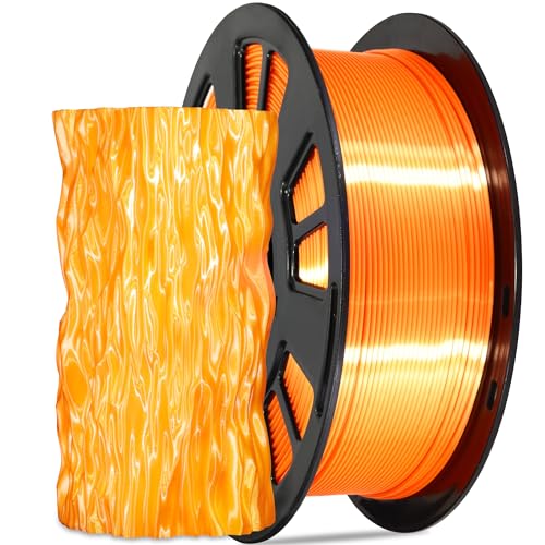 Image of Silk Orange PLA Satin Shiny 3D Printer Filament, 1.75mm Diameter 1kg Spool 2.2lbs for FDM 3D Printers