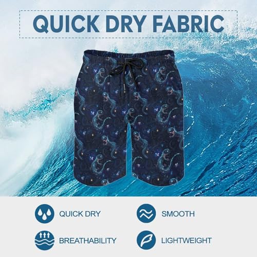Hawaiian Shorts for Men - Comfy Fantasy Blue Lizard Print Mens Swim Trunks Bathing Suits with Mesh Lining4