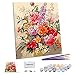 TAHEAT DIY Pintura al óleo por números Flores, lienzo Pintura al óleo Cesta de flores de colores para adultos y dibujo Pintura para principiantes por números con pinceles sin marco 16 x 20 pulgadas