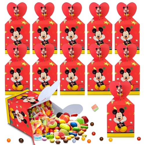 24 Pcs Mickey Kids Party Box, Mickey Bolsa de Niños Fiesta,Mickey Bolsa de Regalo,Bolsa de Regalo, Bolsa de Dulces, Cajas de Caramelo, Bolsas de Papel,para Envolver Regalos.
