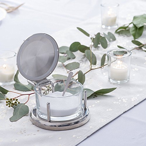 Glass Salt Server With Lid And Spoon Stainless Steel Serving Bowl Great For Storing Salt, Sugar, Honey, Cheese, Condiments, Spices And Herbs #TOP2