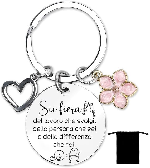 Bracciale Regalo Per Collega Con Incisione 'Fiera Di Te' - Gioiello In Acciaio Inox Argento, Regolabile, Con Sacchetto Omaggio - 3