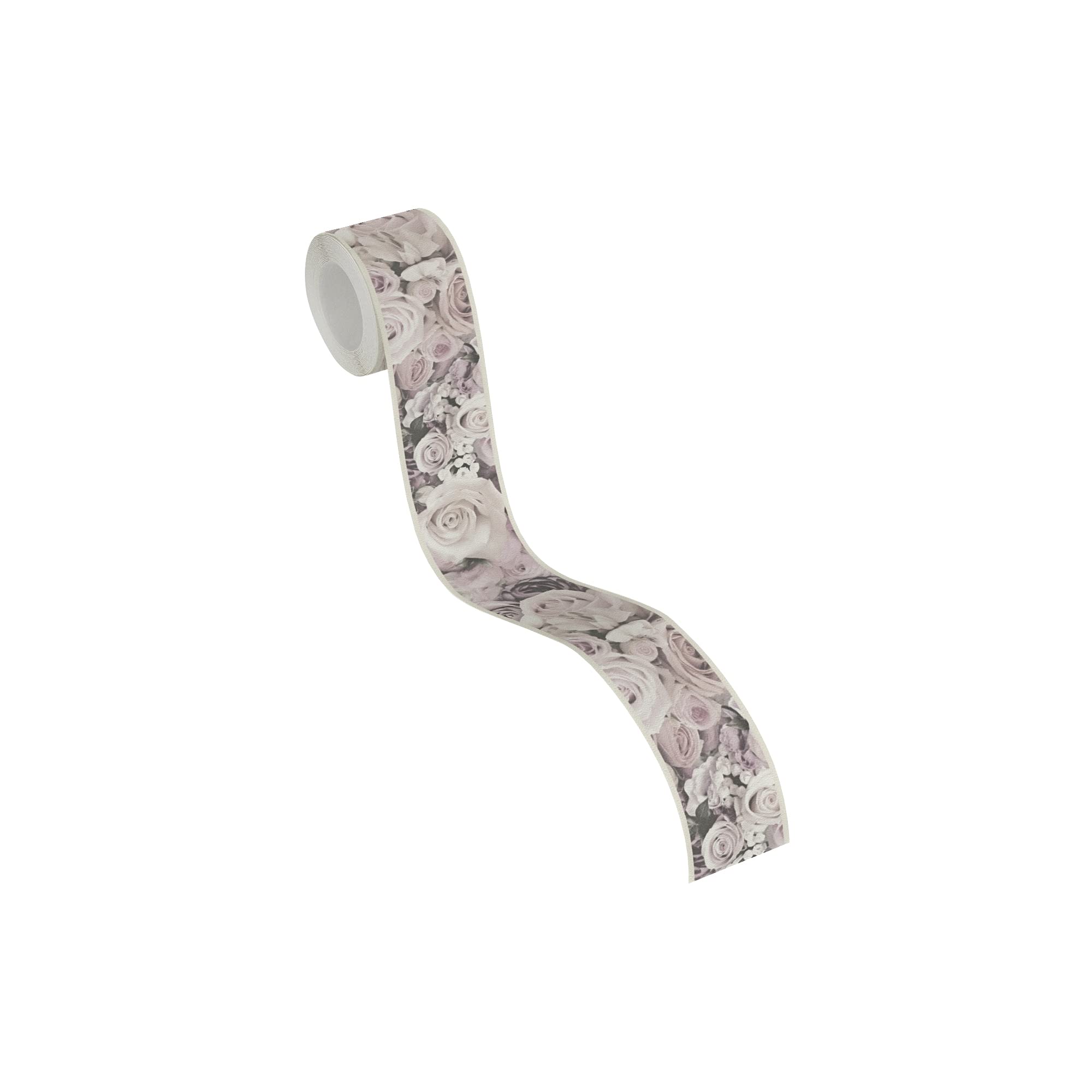 Pink Floral Wallpaper Border Self Adhesive Flower Grey Cream Vinyl 5 Meter