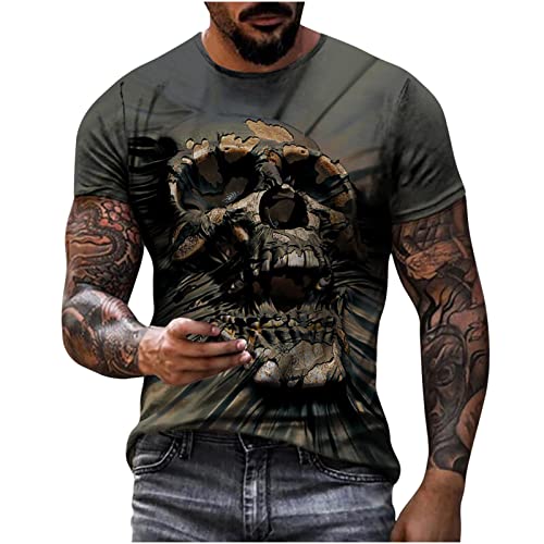 Trendy 3D Pattern Printed Short Sleeve T-Shirts for Men Graphic Tees Shirts for Men Slim Fit Lighweight Tee Shirt for Women Men's Fashion Colorful Mock Neck Hip Hop 3D Printed T-Shirt 189 Gray