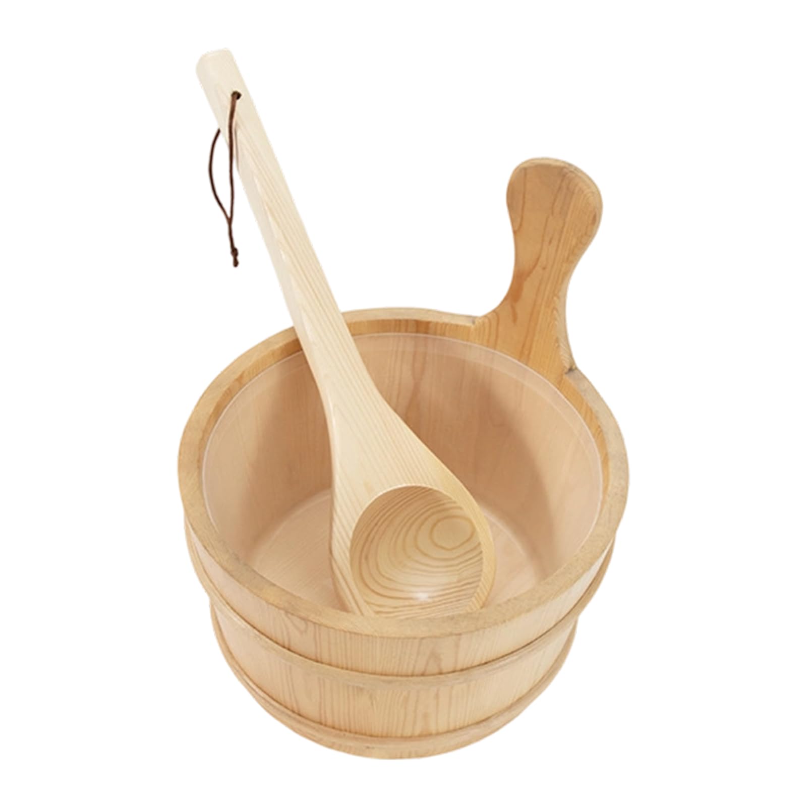 Laikoutd Multicolor Rural Sauna Wood Bucket With 4L Water Capacity & Matching Ladles Pine Sauna Accessory Set For Enthusiasts Wooden Steambath Bucket