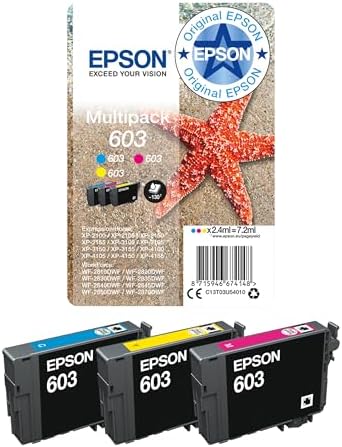Epson 603 Starfish Genuine Multipack, 3-Colours Ink Cartridges