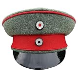 Military Style Crusher Cap, German WWI Replica, Grey with Red Band, Black Visor (US, Numeric, 7 1/8, Green)