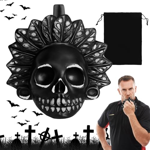 Aztekische Todespfeife Real Screaming Aztec Death Whistle Lauteste Todespfeife Authentische Menschliche Klangschreie Über 125 Dezibel Instrument Geschenke zum Fest der Toten (C)