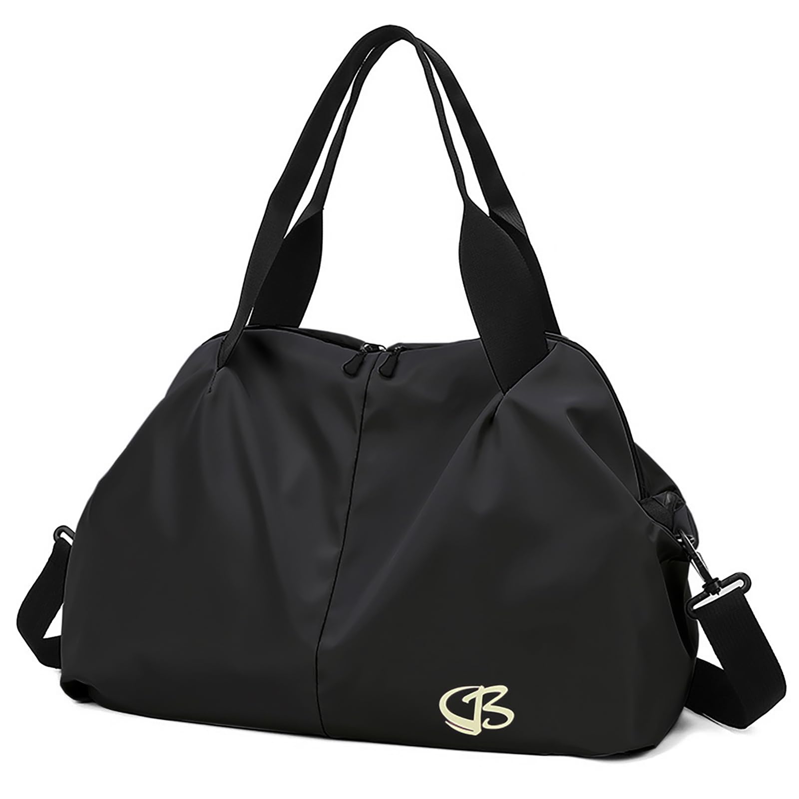 Vllcsla Sporttasche Damen Klein Reisetasche, 45x27x20 cm, mit Nassfach, Weekender Fitness Gym Bag, Sport Tasche Damen Fitnessstudio Gym Tasche, Leichte Weiche Sporttasche, Schwarz