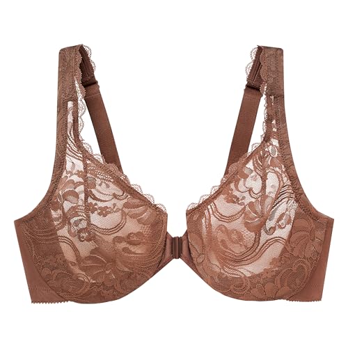 Image of Glamorise Womens Wonderwire Lace Front-Closure Underwire #9245