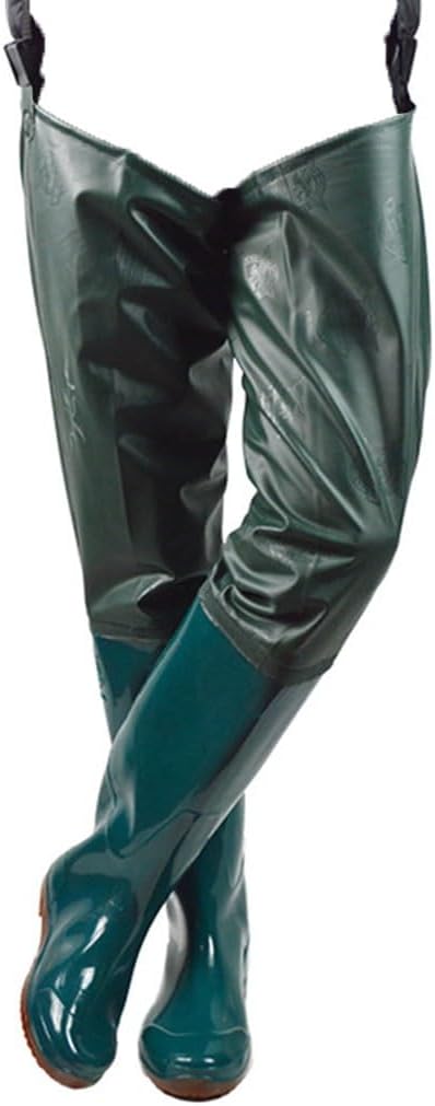 Hip Waders PVC Waterproof Hip Wader With Adjustable Buckle, 80cm High Knee High Buttocks Boots