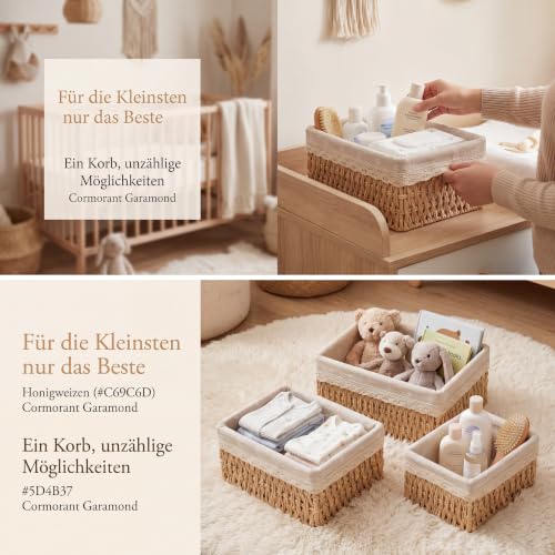 Geflochtene Aufbewahrungskörbe 3er Set, Körbchen Organizer aus Papierseil – Bild 4