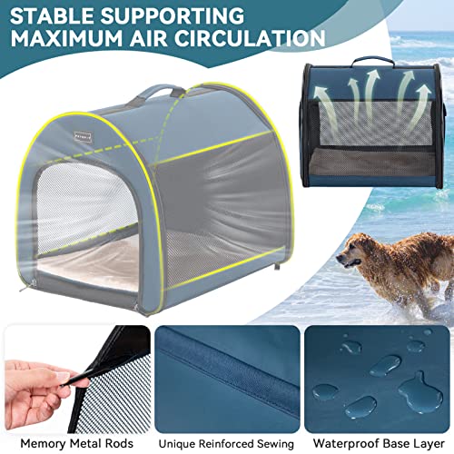 PETSFIT Collapsible Dog Crate, Dog Travel Crate - 26.5 Inch Lightweight, Roomy, Easy to Set Up, Portable Pop Up Dog Carrier with Thick Mat, Sturdy Soft Sided Dog Crate, Navy Blue by Petsfit - Image 5