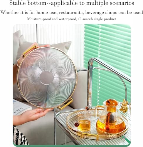 10.6" Round Decorative Tray with Handle, Modern Vanity Tray & Ottoman Serving Tray, Coffee Table, Kitchen & Bathroom for Coffee, Breakfast, Food & Beverages (Transparent) - Image 6