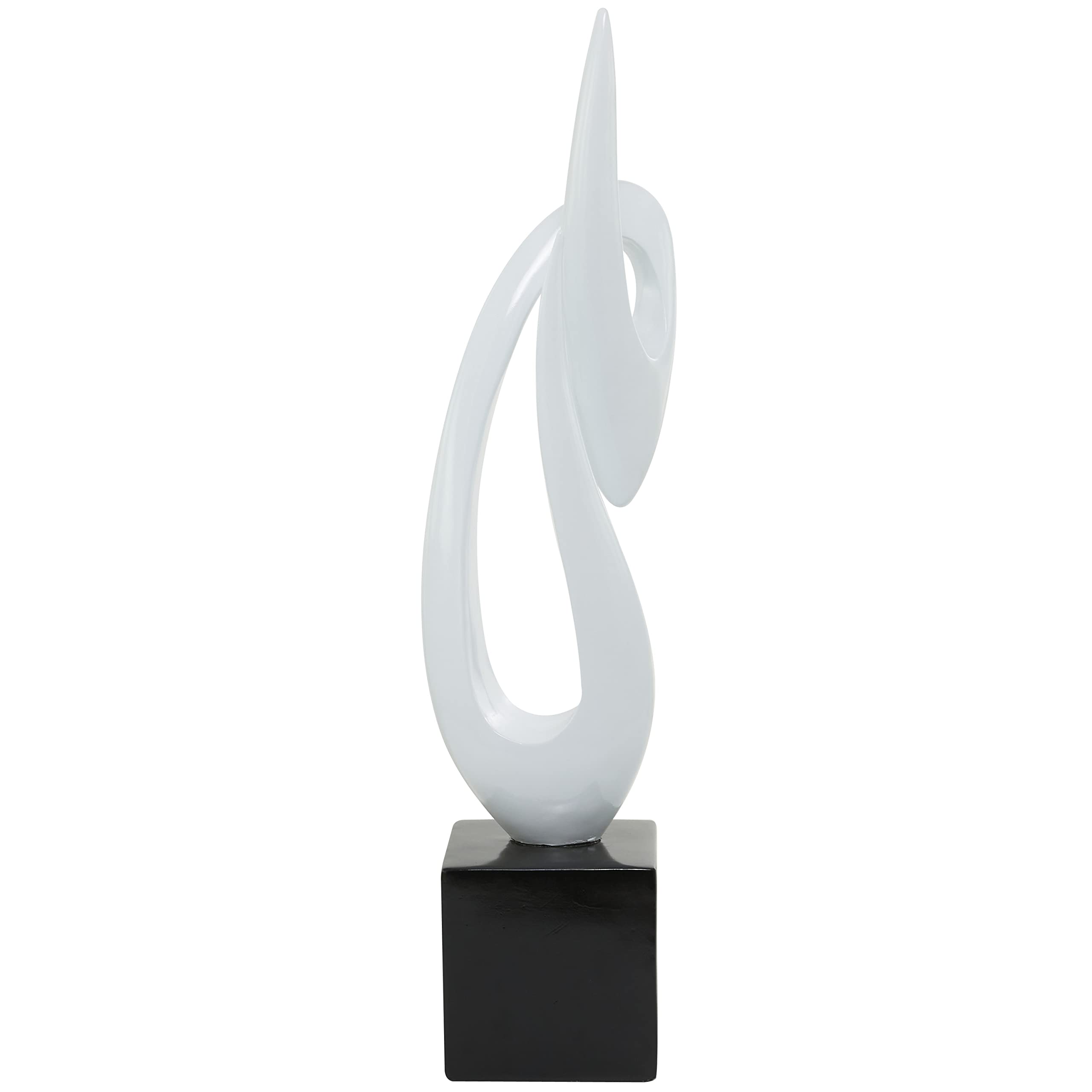 Deco 79 Contemporary Wood Abstract Sculpture, 8" x 8" x 40", White