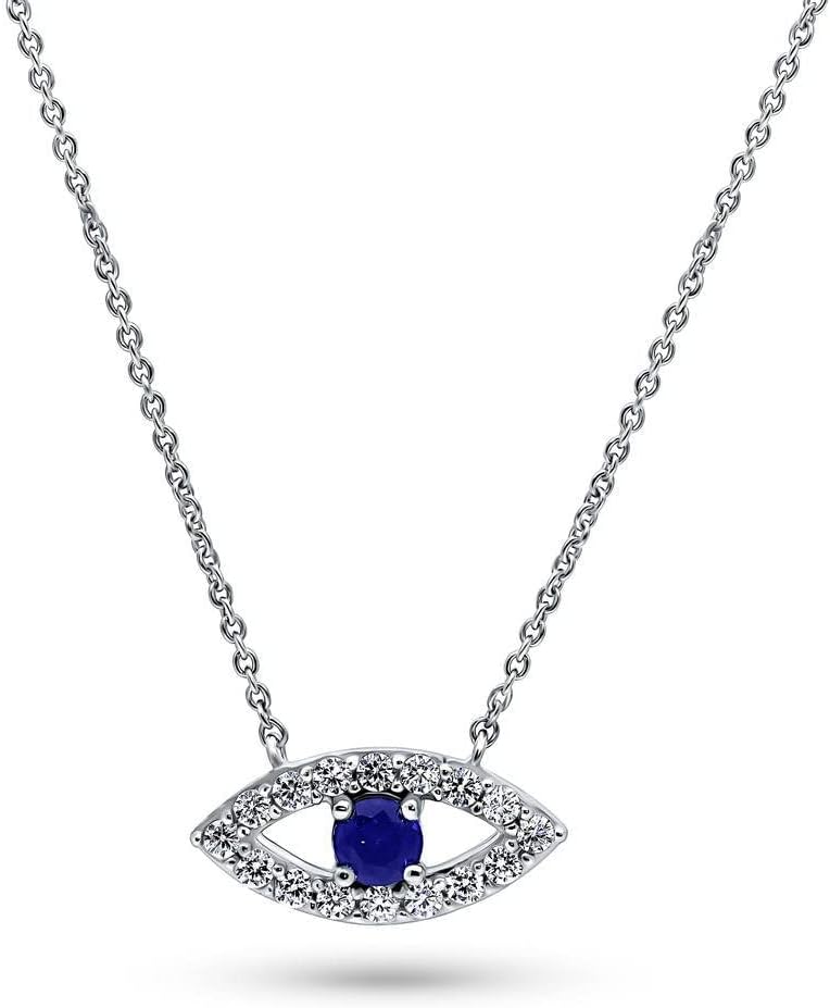 BERRICLE Sterling Silver CZ Evil Eye Pendant Necklace for Women, Cubic Zirconia, 1-2 Piece Set