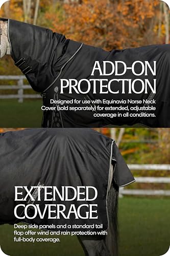 Image of Equinavia Norse Horse Blanket Waterproof, Dry, Lightweight Turnout Blanket | Breathable Turnout Horse Sheets for Real Horses for Wet Mild Weather Use, Durable, No Fill Rain Protection, Outdoor Coverage