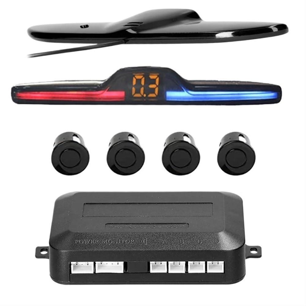 Sensori Rilevamento Distanza Kit Radar retromarcia per Auto sensori parcheggio per Veicoli con 4 di Assistenza al Backup avviso Acustico sul Display della Distanza | Black